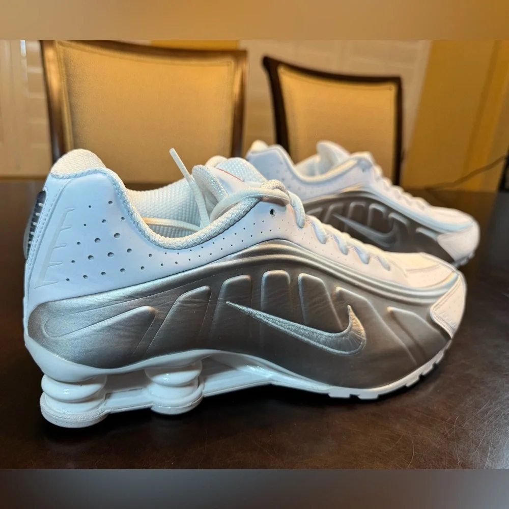 New Nike Shox R4 White Silver Sneaker Shoes Size US 12